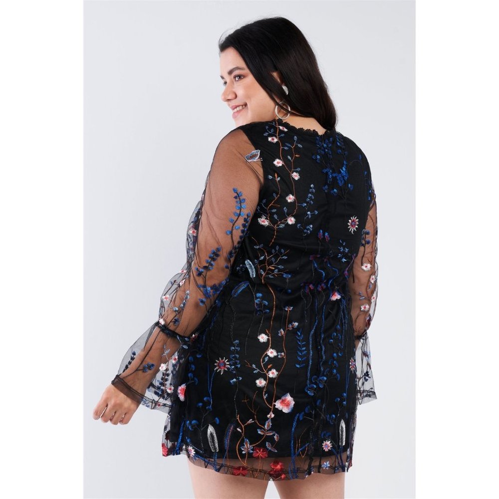 Lace Neck Mini Dress - Picture 3 of 3